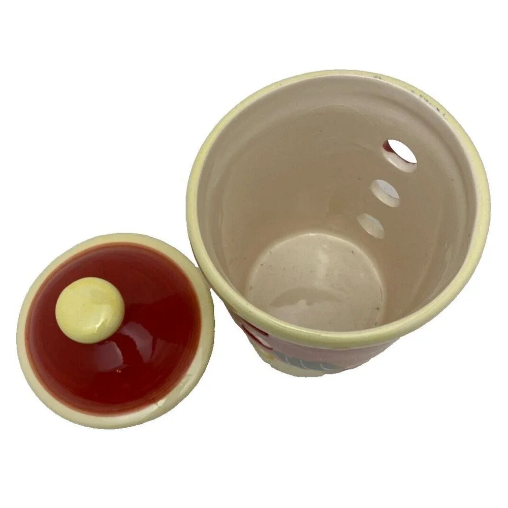 French Garlic Jar Keeper Collectible USA‎ Edition Floral Hand Crafted NEW